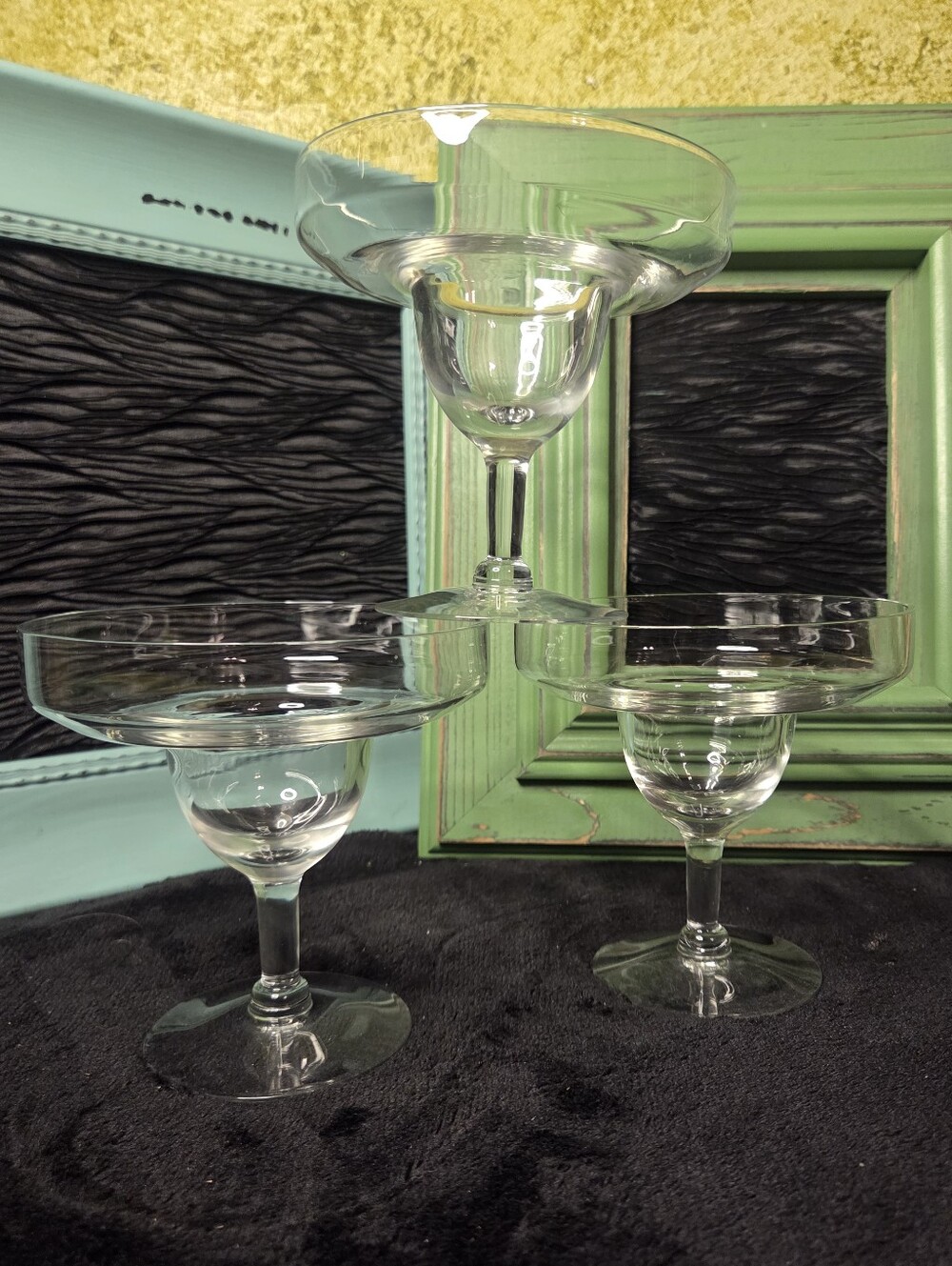 *Vntg* MCM Libbey Clear Glass Tiered Margarita Glasses - Set of 3 (5" x 5")